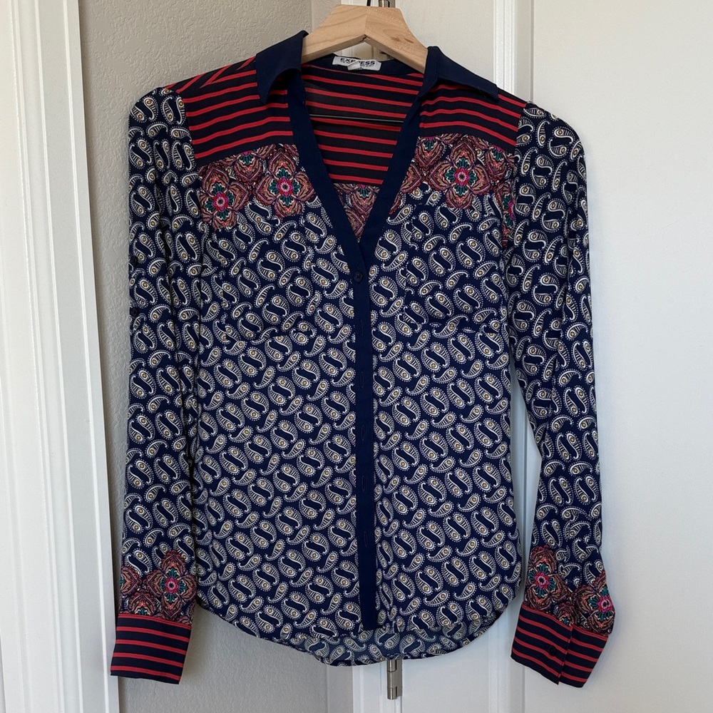 Express Contrasting Print Portofino Top ✨